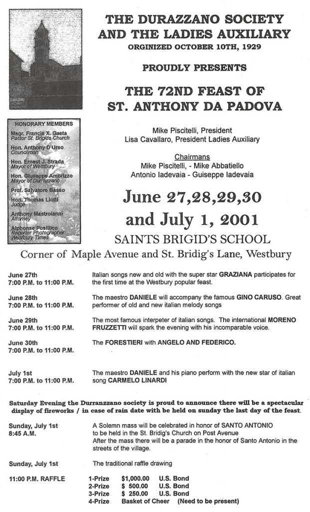 72nd Annual Feast of St. Anthony Da Padova – Westbury, NY