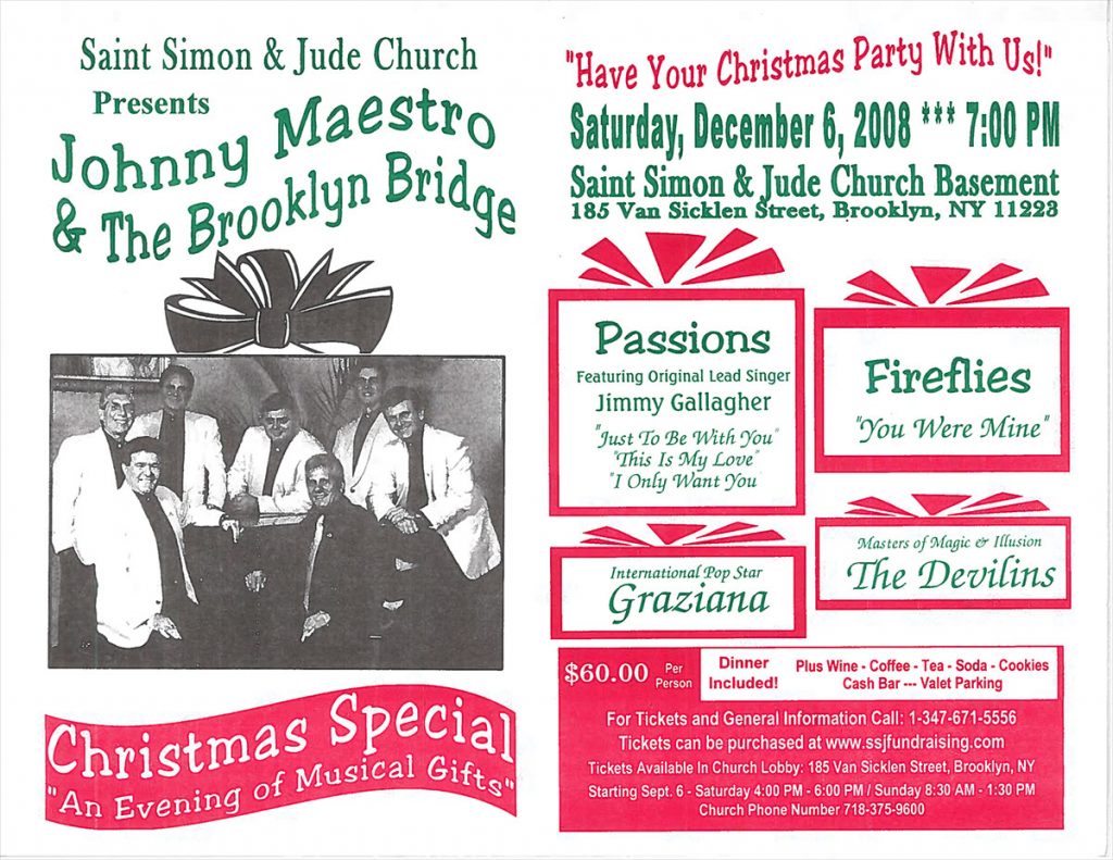 Opening Act for Johnny Maestro & The Brooklyn Bridge Christmas Special – Brooklyn, NY