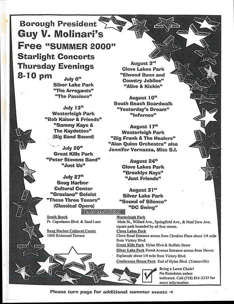 Summer 2000 Starlight Concerts Series Snug Harbor Cultural Center – Staten Island, NY