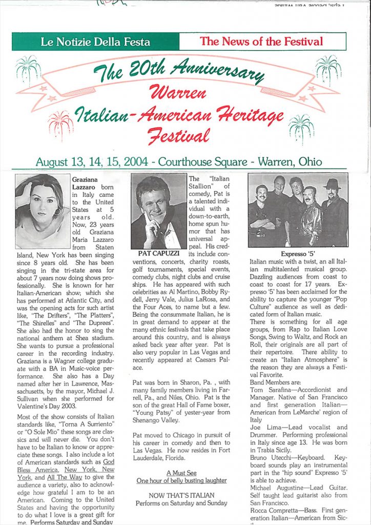 20th Annual Warren Italian-American Heritage Festival – Warren, Ohio